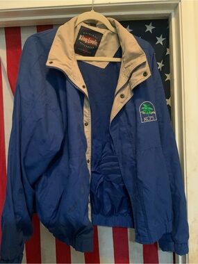 King Louie Blue and Tan Men's Windbreaker Jacket with KCPS Logo